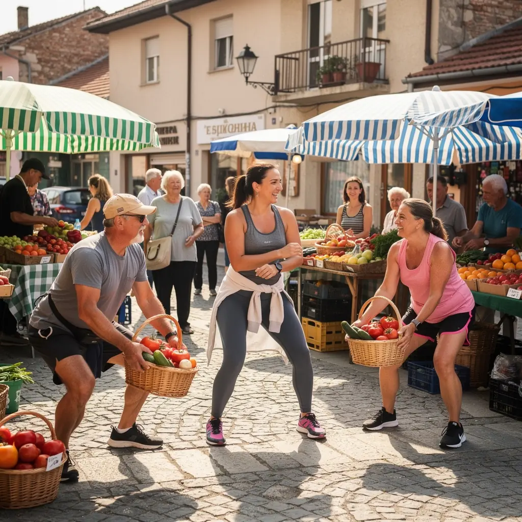 Мъж на средна възраст, участващ в онлайн тренировка за здраве на ставите.